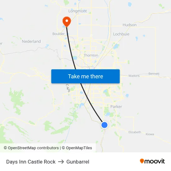 Days Inn Castle Rock to Gunbarrel map