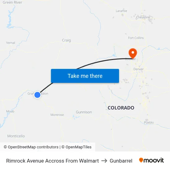 Rimrock Avenue Accross From Walmart to Gunbarrel map