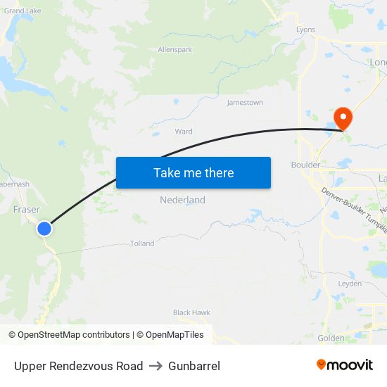 Upper Rendezvous Road to Gunbarrel map