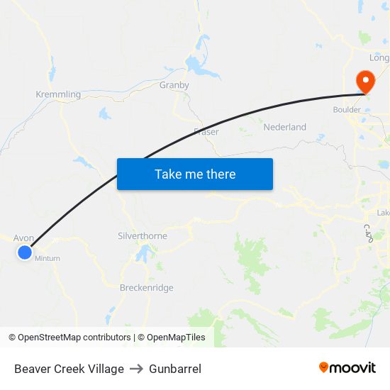 Beaver Creek Village to Gunbarrel map