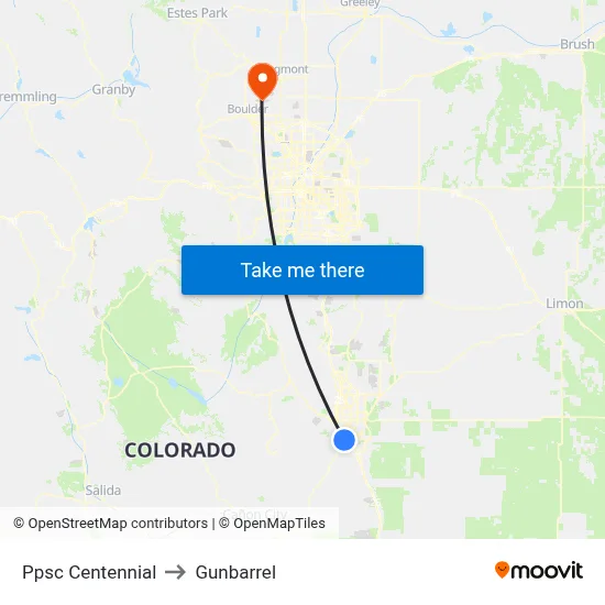 Ppsc Centennial to Gunbarrel map