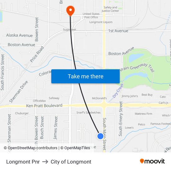 Longmont Pnr to City of Longmont map