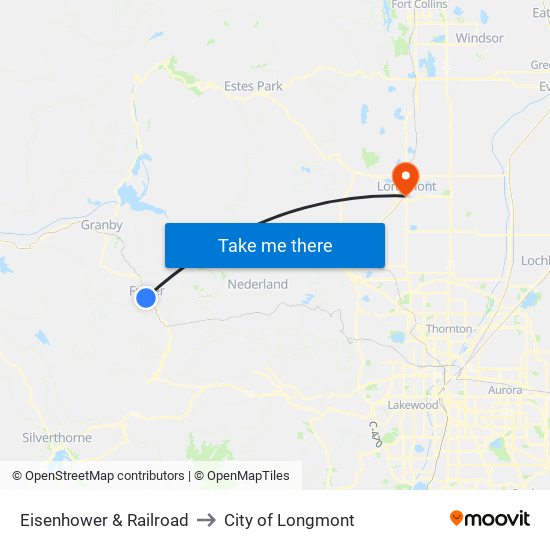 Eisenhower & Railroad to City of Longmont map