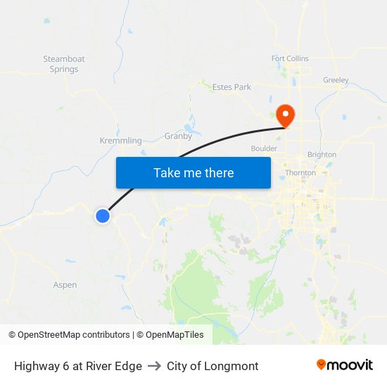 Highway 6 at River Edge to City of Longmont map