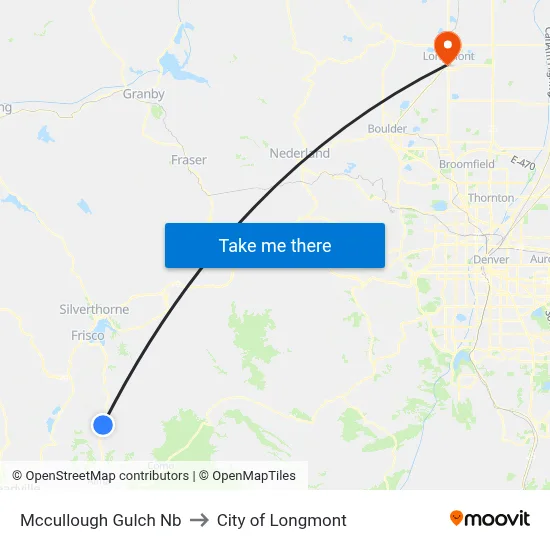 Mccullough Gulch Nb to City of Longmont map