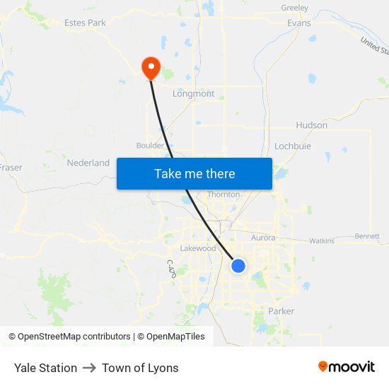 Yale Station to Town of Lyons map