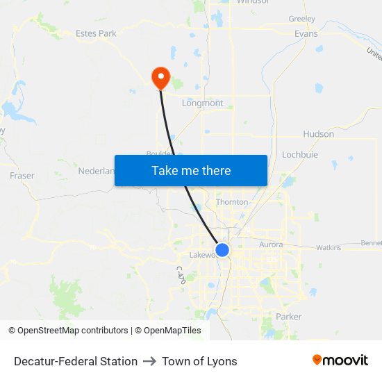 Decatur-Federal Station to Town of Lyons map