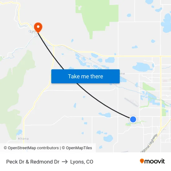 Peck Dr & Redmond Dr to Lyons, CO map