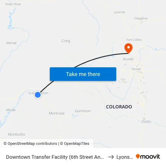 Downtown Transfer Facility (6th Street And South Avenue) to Lyons, CO map