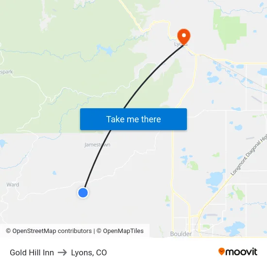 Gold Hill Inn to Lyons, CO map