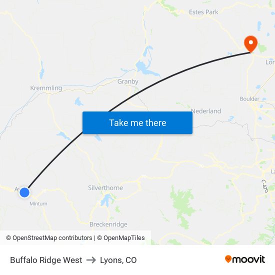 Buffalo Ridge West to Lyons, CO map