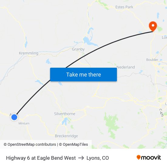 Highway 6 at Eagle Bend West to Lyons, CO map