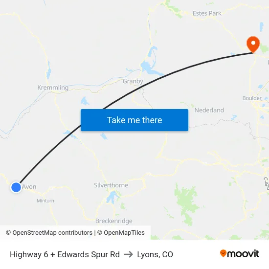 Highway 6 + Edwards Spur Rd to Lyons, CO map