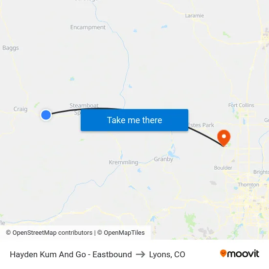 Hayden Kum And Go - Eastbound to Lyons, CO map
