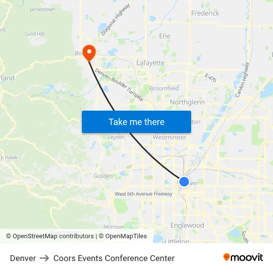 Denver to Coors Events Conference Center map