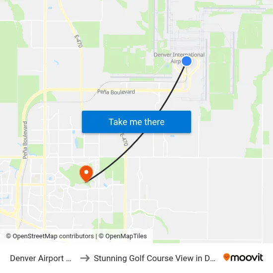 Denver Airport DEN to Stunning Golf Course View in Denver map