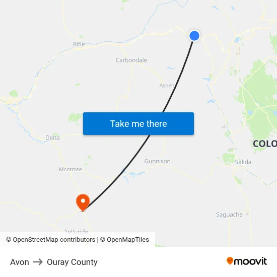 Avon to Ouray County map