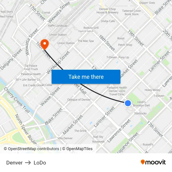 Denver to LoDo map