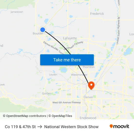 Co 119 & 47th St to National Western Stock Show map