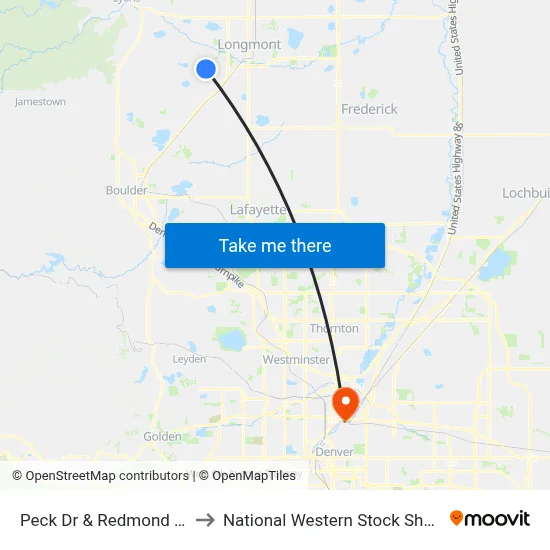 Peck Dr & Redmond Dr to National Western Stock Show map