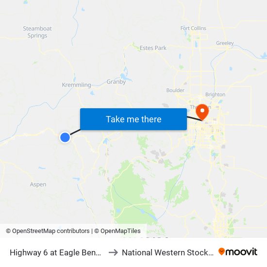 Highway 6 at Eagle Bend West to National Western Stock Show map