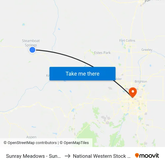 Sunray Meadows - Sunburst to National Western Stock Show map