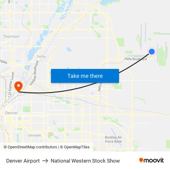 Denver Airport to National Western Stock Show map