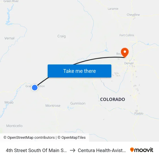 4th Street South Of Main Street (Wells Fargo Bank) to Centura Health-Avista Adventist Hospital map