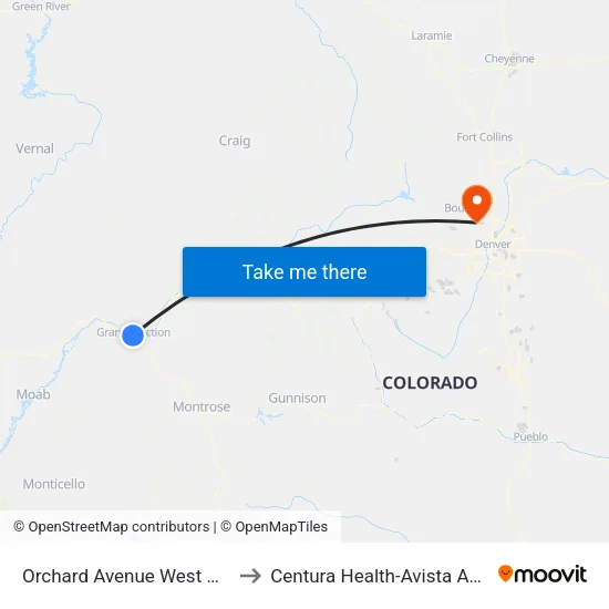 Orchard Avenue West Of Cannell Street to Centura Health-Avista Adventist Hospital map