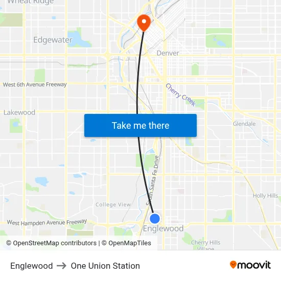 Englewood to One Union Station map