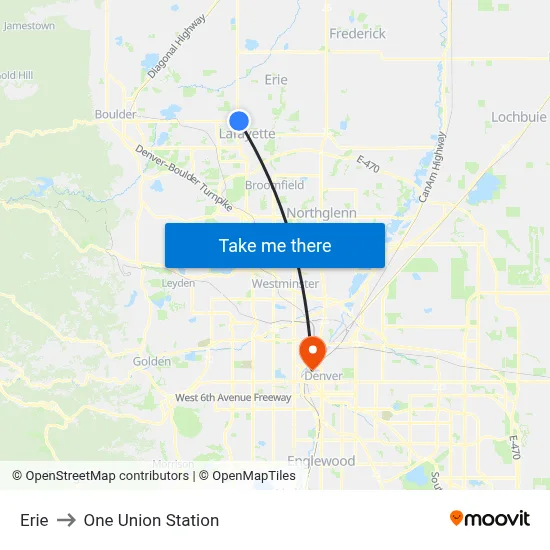 Erie to One Union Station map
