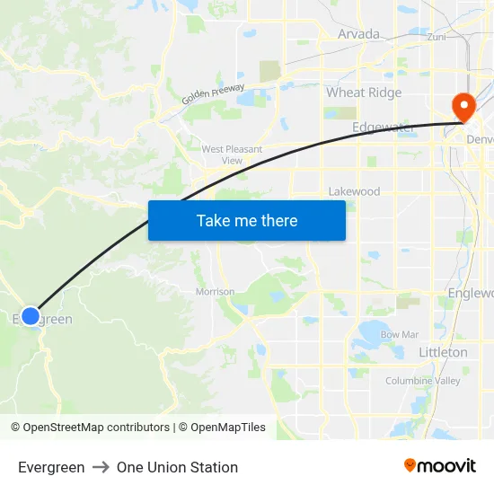 Evergreen to One Union Station map