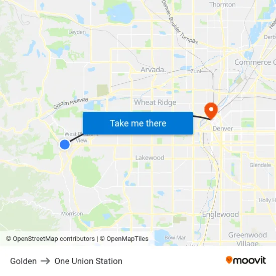 Golden to One Union Station map