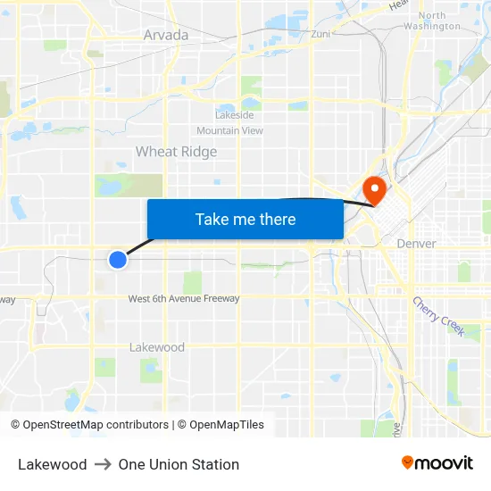 Lakewood to One Union Station map