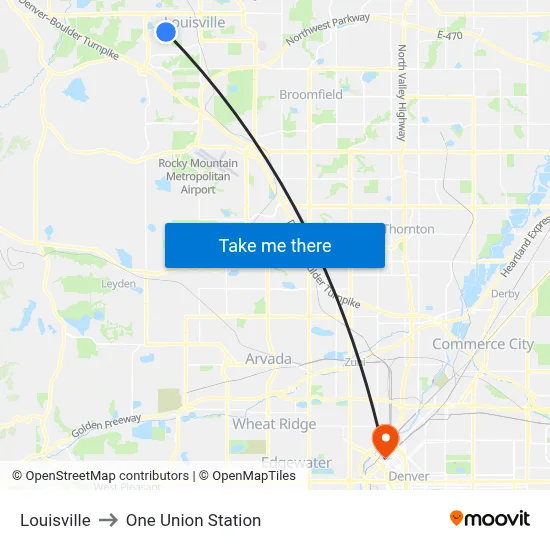Louisville to One Union Station map
