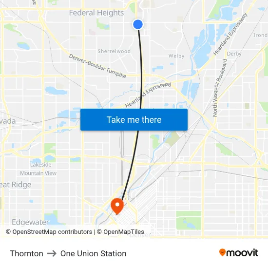 Thornton to One Union Station map