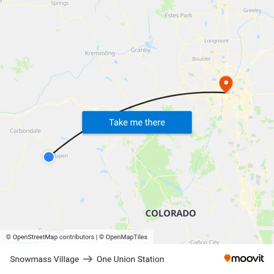 Snowmass Village to One Union Station map