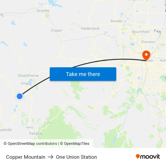 Copper Mountain to One Union Station map