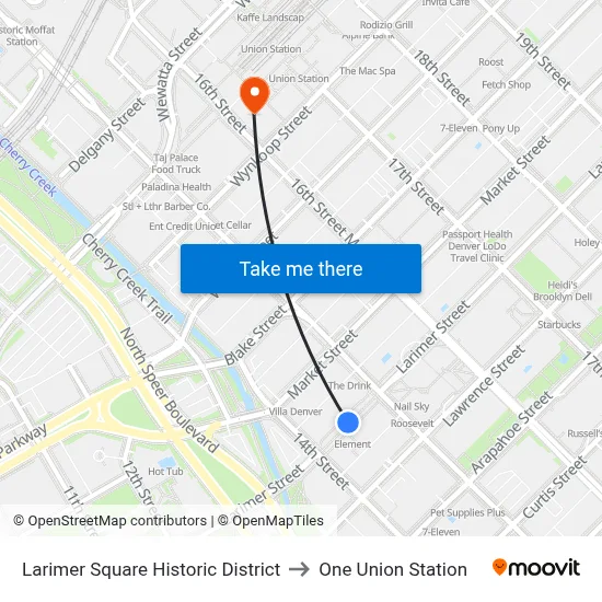 Larimer Square Historic District to One Union Station map