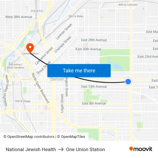 National Jewish Health to One Union Station map