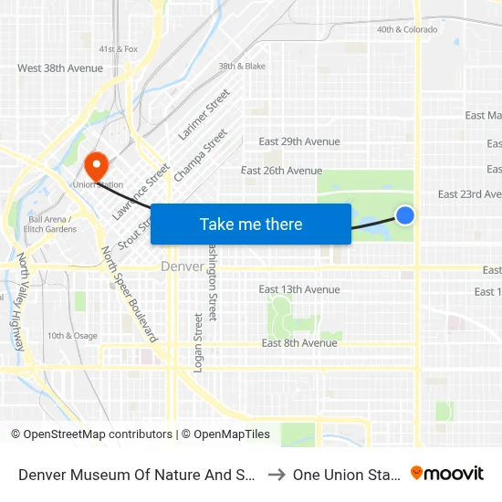 Denver Museum Of Nature And Science to One Union Station map