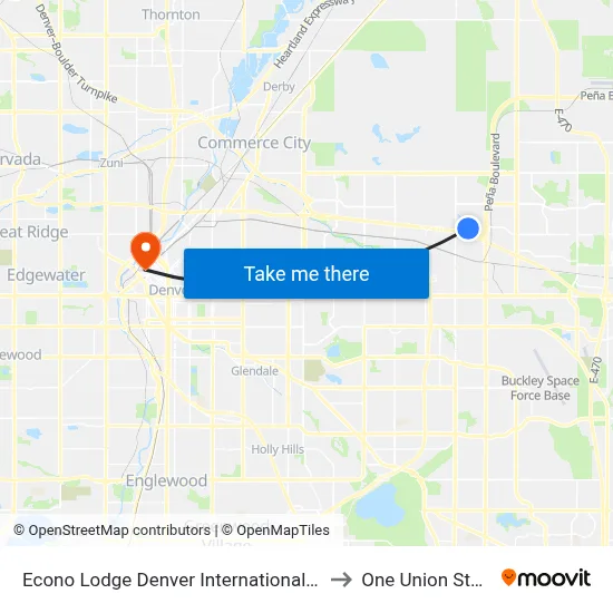 Econo Lodge Denver International Airport to One Union Station map
