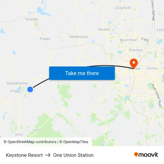 Keystone Resort to One Union Station map