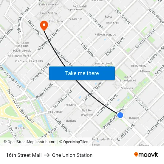 16th Street Mall to One Union Station map