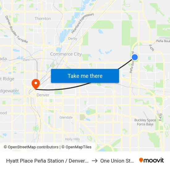 Hyatt Place Peña Station / Denver Airport to One Union Station map
