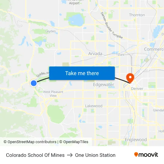 Colorado School Of Mines to One Union Station map