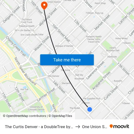 The Curtis Denver - a DoubleTree by Hilton Hotel to One Union Station map
