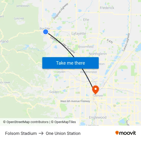 Folsom Stadium to One Union Station map