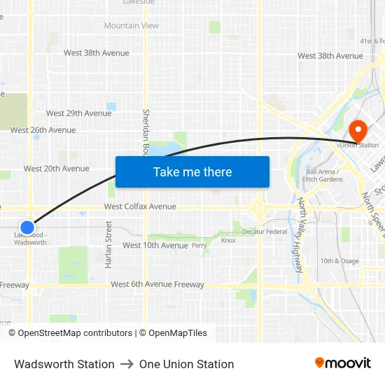 Wadsworth Station to One Union Station map