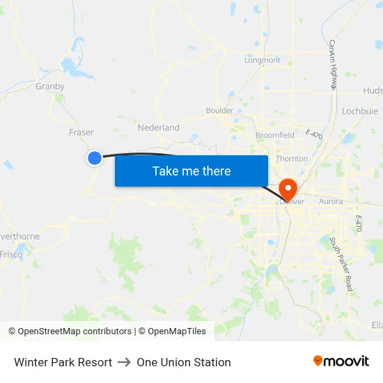 Winter Park Resort to One Union Station map